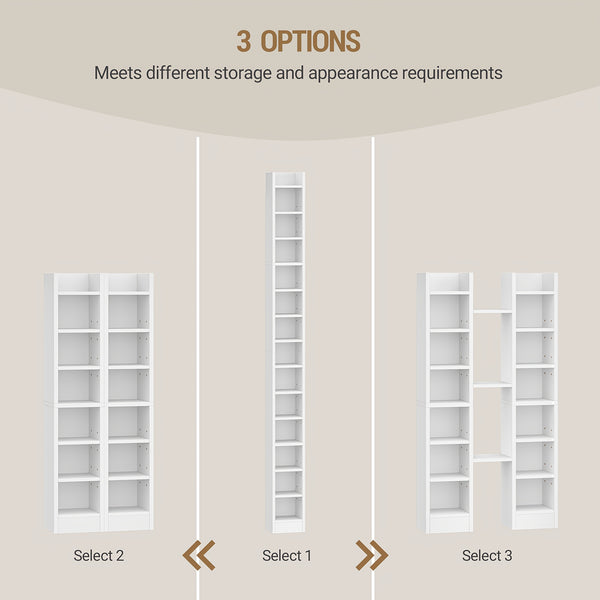 CD Shelf, 14-Tier Open CD Stand, Two-Piece Media Shelf, Freestanding Shelf, Stand Or Display Case, for Living Room, Study, 17 X 20 X 213cm, White
