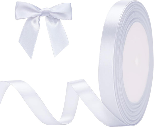 G2PLUS White Stain Ribbons - 22M Thick Fabric Gift Wrap Ribbons for Crafting, Wedding & Valentine'S Day Decoration