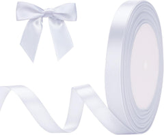 G2PLUS White Stain Ribbons - 22M Thick Fabric Gift Wrap Ribbons for Crafting, Wedding & Valentine'S Day Decoration