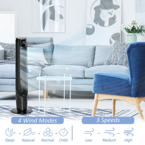 Ice Cooling Tower Fan, Water Conditioner Evaporative Air Cooler Unit with 4 Modes, 3 Speed, Remote Control, Timer, Oscillating for Home Bedroom, Black