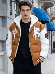 Men'S American-Style Embroidered Hoodie Jacket for Couples, Thickened for Autumn And Winter, Baseball Coat