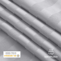 Luxurious Hotel Quality SATIN STRIPE DUVET/QUILT COVER BEDDING SET with Pillowcases All Sizes Bedding Set - 3pcs Hypoallergenic Satin Stripes Microfiber Duvet Quilt Cover with Pillow Cases - Soft Comfortable, Durable Breathable & Anti-Wrinkle Duvet Cover