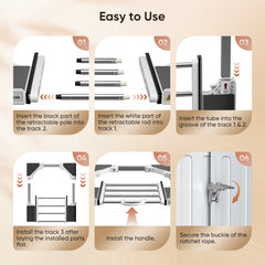 Universal Stacking Kit for Washer and Dryer, Adjustable Stacking Shelf Kit with Sliding Shelf for 51-76 cm Washer Dryer Intermediate Frame Stacking Bracket Kit with Ratchet Ropes