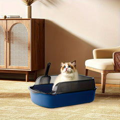 Extra Large Open Cat Litter Tray High Sided Deep Jumbo Rim Pan Box Loo Toilet Large Open Cat Litter Tray High Sided Deep Jumbo Pan Box Loo Toilet Cat Centre Extra Large High-Sided Cat Litter Box - Semi-Enclosed Design with High Walls for Cats & Rabbits, E
