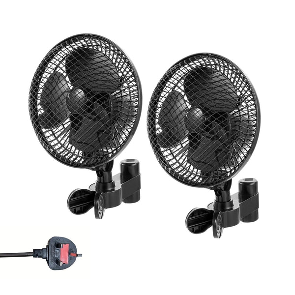 2pcs Greenhouse Fan Clamp-Type Fan Planting Tent Multi-Speed Automatic Swivel Fan, Plant Tent Clip-On Fan, Featuring a Newly Designed Long-Life EC Motor, Dual-Old Speed Adjustable Fan, 90° Rotation, 22Cm Diameter