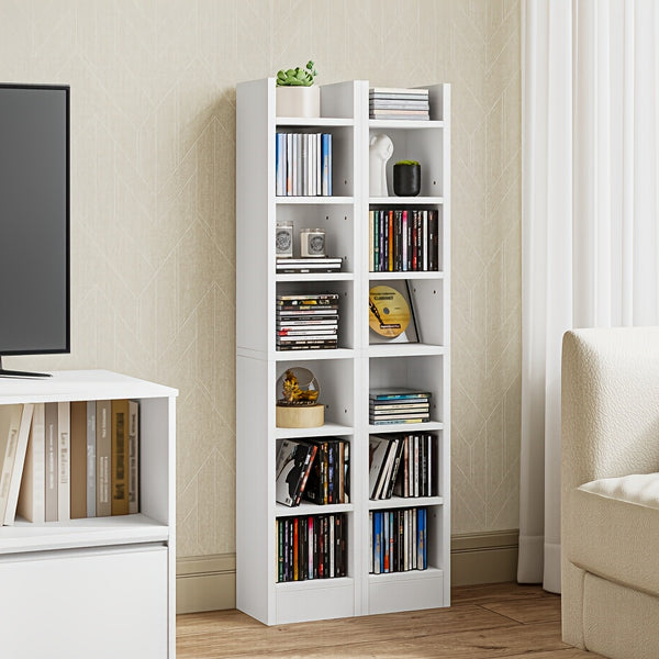 CD Shelf, 14-Tier Open CD Stand, Two-Piece Media Shelf, Freestanding Shelf, Stand Or Display Case, for Living Room, Study, 17 X 20 X 213cm, White