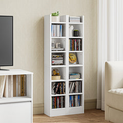 CD Shelf, 14-Tier Open CD Stand, Two-Piece Media Shelf, Freestanding Shelf, Stand Or Display Case, for Living Room, Study, 17 X 20 X 213cm, White