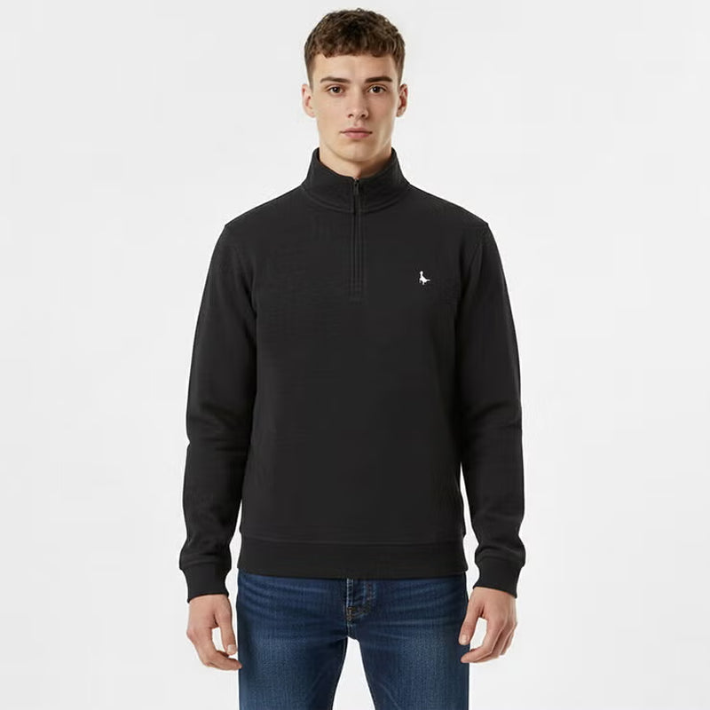Jack Wills Men'S Melange 1/4 Zip Jumper in Black