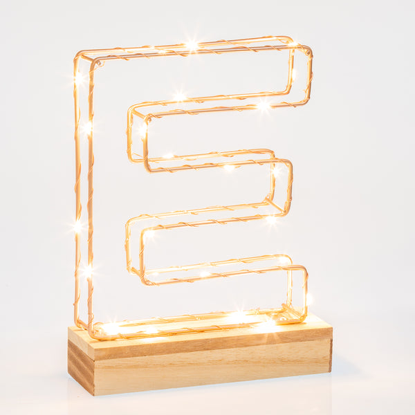 Light Up Letter | LED Alphabet Wire Frame Letter Lights | Rose Gold Copper Initials | Personalised Lighting | Battery Powered | For The Office Living Room Bedroom | Gift For Her