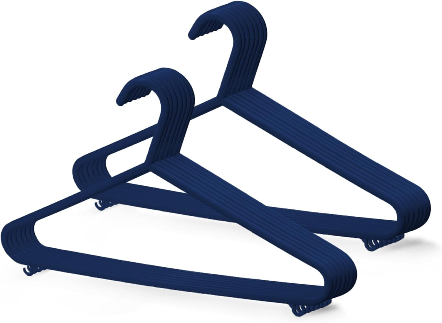 KEPLIN Adult Plastic Coat Hangers - 25Pk, Black Colour, Strong Clothes Hangers for Clothes Rail & Closet, Clothing Hanger with Suit Pants Trouser Bar and Clips, Space Saving, 37.5 Cm Wide