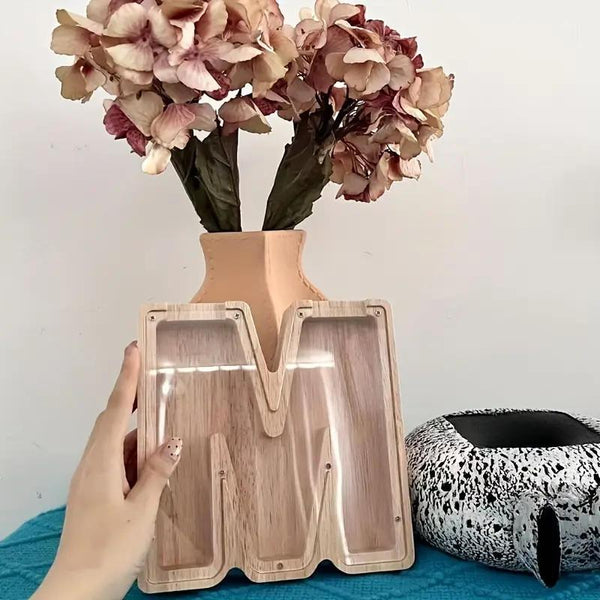 1 unique wooden letter jar - 26 creative A-Z letter storage containers, transparent design, birthday gift idea, home decoration, best friend gift, and functional holiday present.