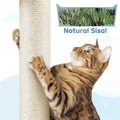 115cm Cat Tree, Tall Ocean-themed Cat Tree, Multi-Level Cat Climbing Tree, Plush Cat Tower with 3 Sisal Scratching Posts, Round Entrance, 3 Perches, Hammock, Cat Tower for Small- to Medium-sized Cats Blue / White