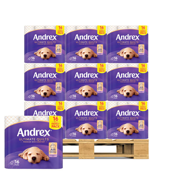 Andrex Ultimate Quilts Toilet Tissue 3 Ply 3 X 16 X 24 Units Standard Roll Packs (Pallet Deal)