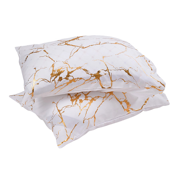1set White Gilded Marble Pattern Duvet Cover Pillowcase Three-Piece Bedding Set with 2 Pillowcases for All Seasons and 1 Soft Duvet Cover Home Bedding Three-Piece Set