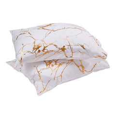 1set White Gilded Marble Pattern Duvet Cover Pillowcase Three-Piece Bedding Set with 2 Pillowcases for All Seasons and 1 Soft Duvet Cover Home Bedding Three-Piece Set