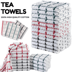 Tea Towels Extra Large, 100% Cotton Towels For Kitchen Soft & Absorbent Dish & Bar Towels Lint Free Cleaning Towels Set Available in Multicolors Local Warehouse UK