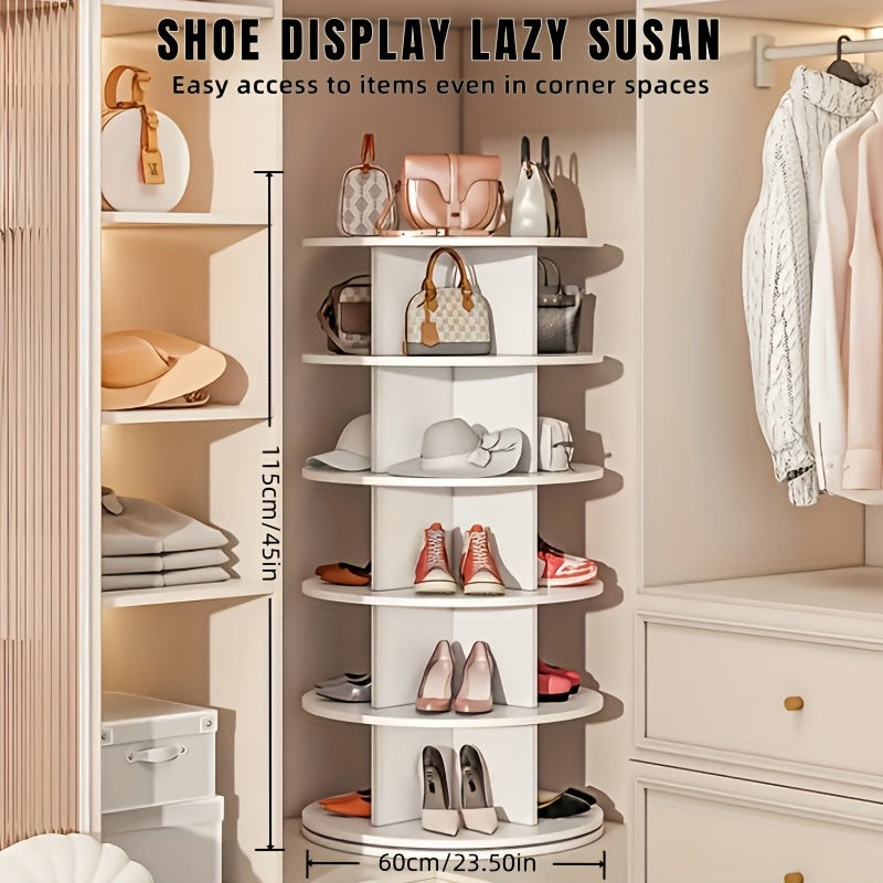 5/7 Tier Rotating Shoe Rack- 360° Spinning Floor Stand With Shelves For Home & Dorm, Easy Assembly, Durable PVC Material, Versatile Storage