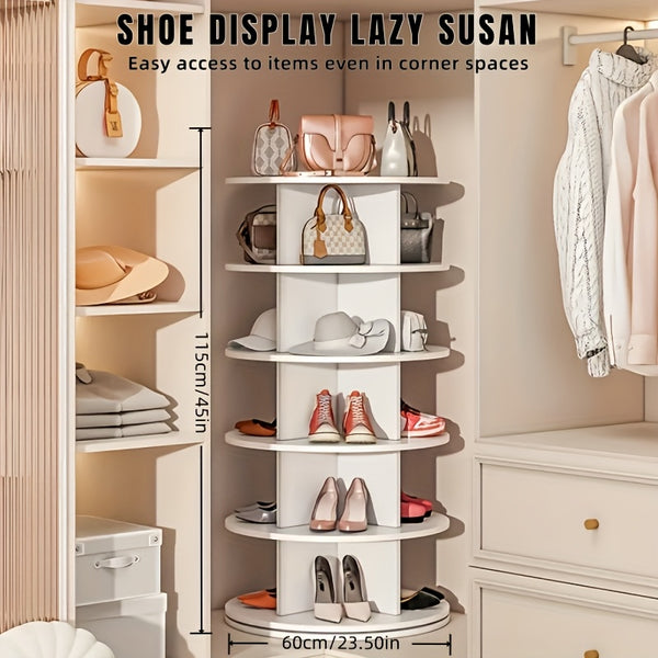 5/7 Tier Rotating Shoe Rack- 360° Spinning Floor Stand With Shelves For Home & Dorm, Easy Assembly, Durable PVC Material, Versatile Storage