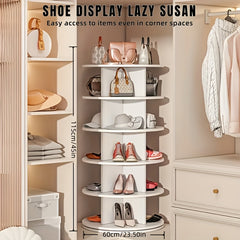 5/7 Tier Rotating Shoe Rack- 360° Spinning Floor Stand With Shelves For Home & Dorm, Easy Assembly, Durable PVC Material, Versatile Storage