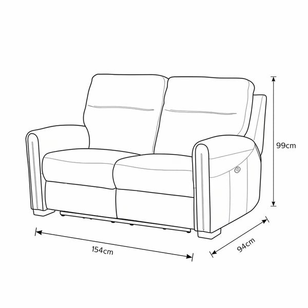 Nicoletti Atlanta Beige Leather Power Reclining 2 Seater Sofa