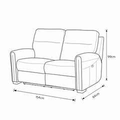Nicoletti Atlanta Beige Leather Power Reclining 2 Seater Sofa