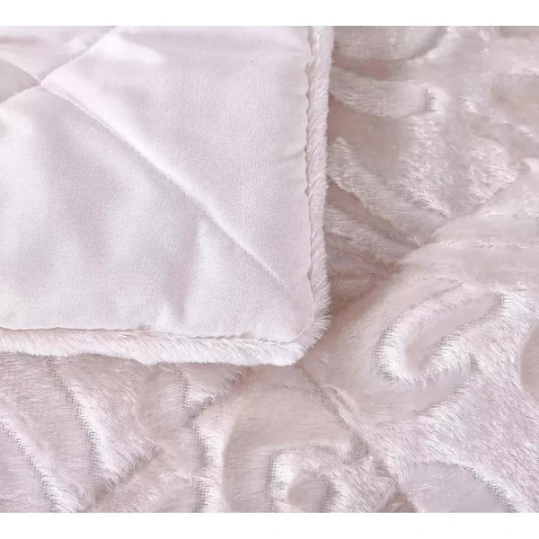 3pcs Embossed Bedspread Set - Coverless Comforter with 2 Pillow Shams, Lightweight All-Season Bedding - Soft Teddy Fleece Bedspread