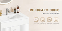 Wall-mounted Vanity with Integrated Washbasin, Bathroom Cabinet Featuring 2 Drawers And Towel Rack, Ample Storage Capacity, Modern Minimalist Design, 40 X 60 X 50cm, White