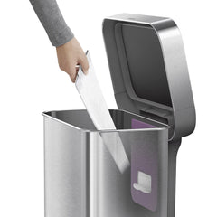 Simplehuman Rectangular Step Can Bin 55L in Brushed Stainless Steel with Grey Plastic Lid