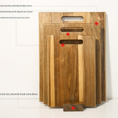 3pcs Acacia Wood Cutting Boards Set | Large Wooden Cutting Boards with Handle, Thick Chopping Boards for Meat, Fruit, Vegetables, and Cheese - Polished Surface, Safe