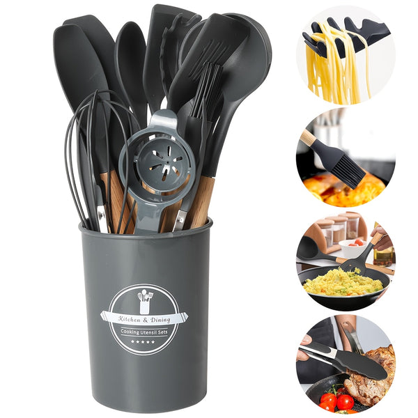 14/28/42pcs Cookware Set with Ergonomic Black/Yellow Non-Slip Handle - Complete Kitchen Utensil Collection for Baking, Grating, Slicing, Mixing, Serving - Dishwasher Safe & Space-Saving Design, Small Cooking Utensils