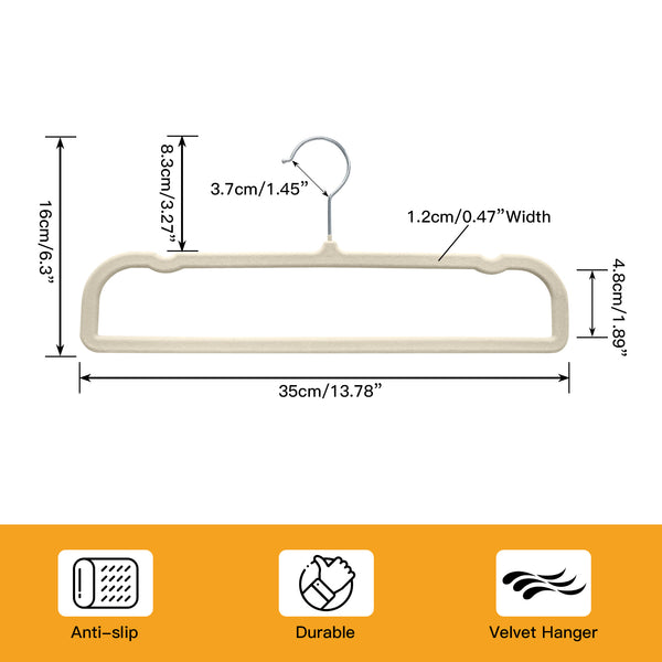2025 Flocked Pants Hangers 20-Pack - Non-Slip Velvet Hangers for Trousers, Slacks & Skirts, Space-Saving Closet Organizers with Non-Slip Clips, Wardrobe Storage Solution for Home & Dorm