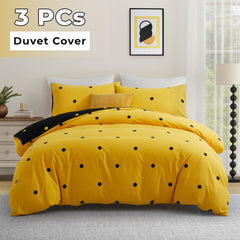 3pcs Reversible Polka Dot Duvet Cover Set – Hotel Quality, Soft & Breathable Microfiber, with Pillowcases, Button Closure, Machine Washable, Wrinkle Free & Durable