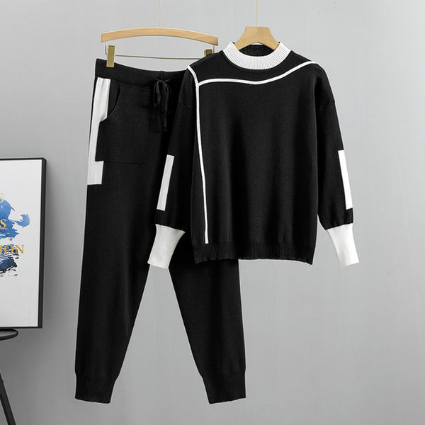 New Casual Checkered Sweater Set for Women - Trendy Style, Ideal for Spring, Autumn, And Winter