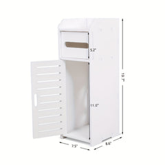 White Bathroom Cabinet, Toilet Storage Cupboard Shelf Floor Standing Toilet Silm Shelf Storage Rack with Drawer Space Saver Organizer for Living Room Bedroom Kitchen Hallway 17 X 22 X 56cm
