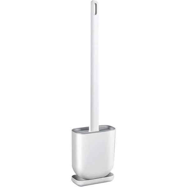 Silicone Toilet Brush with Holder – Soft Bristles, Anti-Drip Base & Wall Mount Silicone Bristles & Non-Slip Long Handle