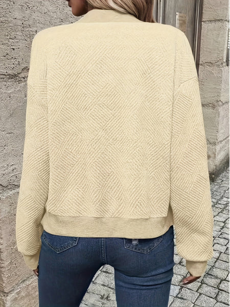Solid Color Casual Zip-Up Cardigan Jacket