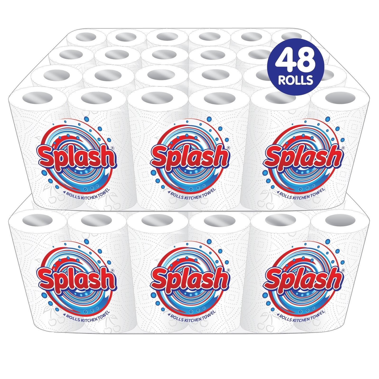 Kitchen Towels. Splash 2-ply Quilted Paper Rolls. . Responsibly Sourced. Strong. 10m per Roll