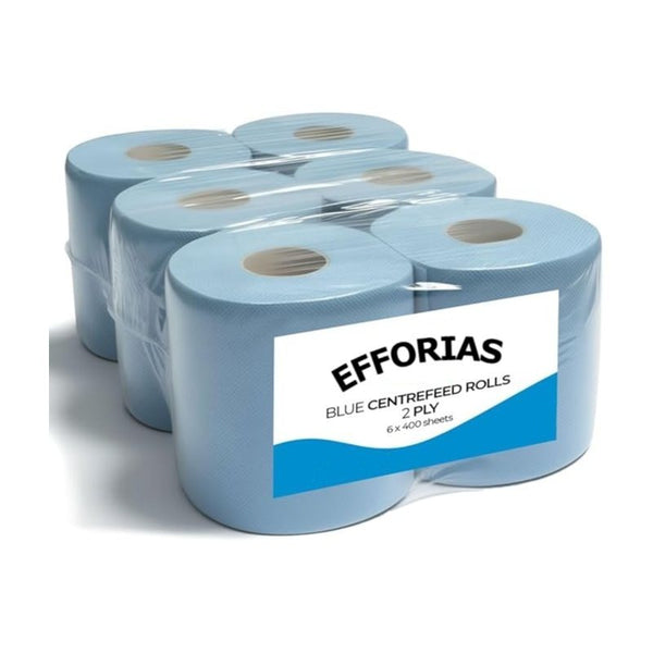 Blue Centrefeed Paper Tissue Rolls 100m - Embossed Pattern Hand Towel - for Home Office Warehouse Bathroom Garage Kitchen, Wipe Away - Wall Mounted Lockable Rolls