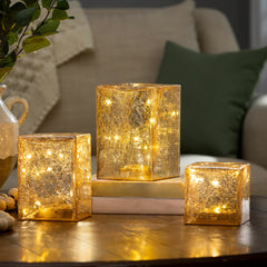 Evergreen LED Glass Sphere & Cube Lights, 3 Piece