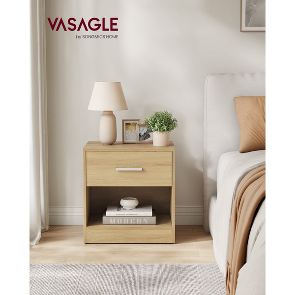 Bedside Table, Side Table with Drawer, Handle, Open Compartment,Easy Assembly, Perfect for Living Room or Bedroom
