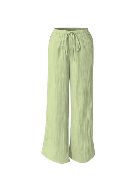 Women's Three-piece Elegant Casual Wide-leg Trousers, Straight Leg Design, Suitable for All Seasons, Adult Fit, All-season Trousers, Loose Fit, Comfortable and Flattering.