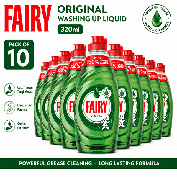 Fairy Original Washing Up Liquid 320ml – Powerful Grease Removal, Long Lasting Dish Soap £1.29 Priced mark