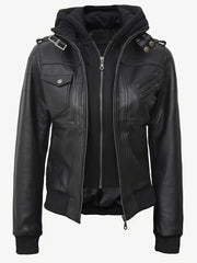 Autumn/winter 2025 Item, Elegant and Sexy Women's PU Jacket, Ladies' Faux Jacket with Detachable Hood