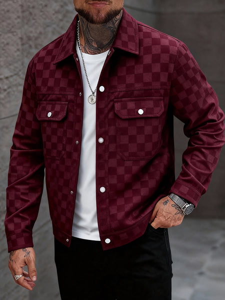 Men's Collared Shirt Thin Jacket Coat Casual Versatile Trendy High-End Workwear Top Checkered Spring/Autumn Shirt Jacket No Lining
