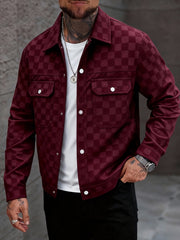 Men's Collared Shirt Thin Jacket Coat Casual Versatile Trendy High-End Workwear Top Checkered Spring/Autumn Shirt Jacket No Lining
