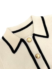 Women's Pullover Sweater for Autumn/Winter, Can Be Worn as an Inner or Outer Layer, Comfortable, Warm, Elegant, and Features a Spicy Design with a Spliced Lapel and Exquisite Metal Buttons. Suitable for Commuting, Dates, and Valentine's Day