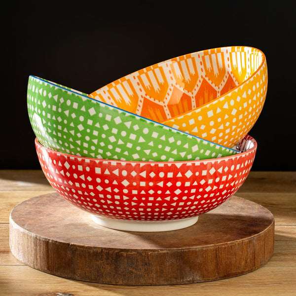 Signature Housewares Stoneware Serving Bowls, 3 Piece