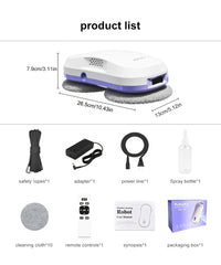 PuRuiKaiM8 Fully Automatic Plug-in Intelligent Window Cleaning Robot (2026 Latest Model) with Automatic Bidirectional Water Spray with Remote Control, 4.5-meter Anti Fall Safety Rope, Including 10 Cleaning Cloths And Spray Bottles