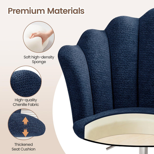 Shell-shaped Office Chair,Adjustable Chenille Swivel Chair,Soft and Flexible, Suitable for Bedrooms, Offices and Studies.