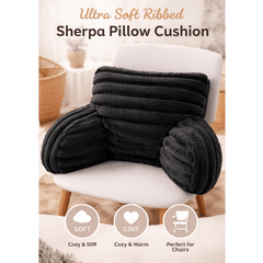 Teddy Fleece Reading Pillow with Arms Soft Backrest Support Cushion 65x40cm for Bed and Sofa in 4 Colours